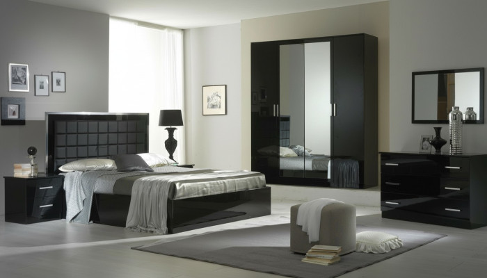 Design camera da letto 6 pezzi. Set completo di camera da letto Letto comodino Comò Nuovo