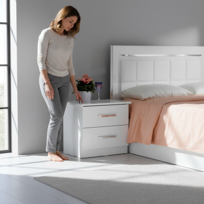 Design Tavolo Notte Consolle Metallo Lucido Tavoli Console Camera da Letto Tavolino