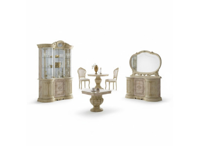 Set da soggiorno di lusso 2 pezzi con tavolo, credenza e classica vetrina.