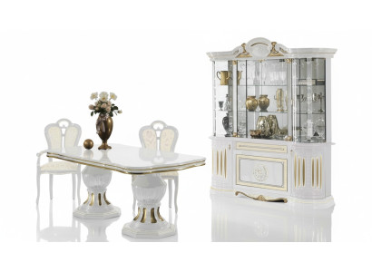 Sala da pranzo completo con tavolo, credenza, set vetrina in legno stile barocco, vetrine 2 pezzi.