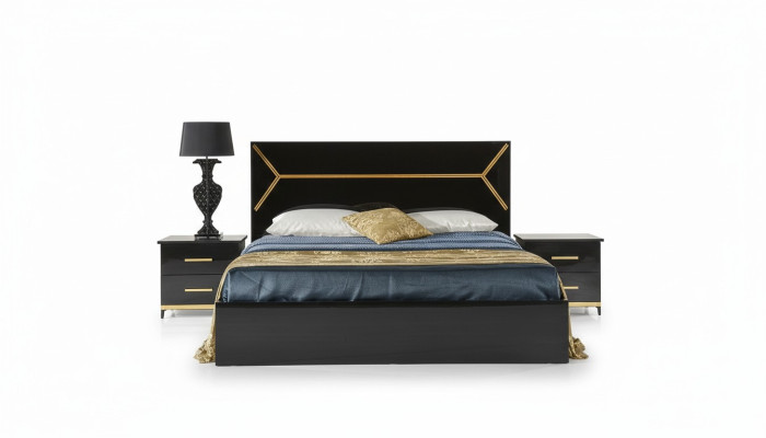 Classico set da camera da letto con letto 2 comodini comò 3 pezzi set letti nero