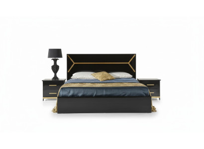Classico set da camera da letto con letto 2 comodini comò 3 pezzi set letti nero