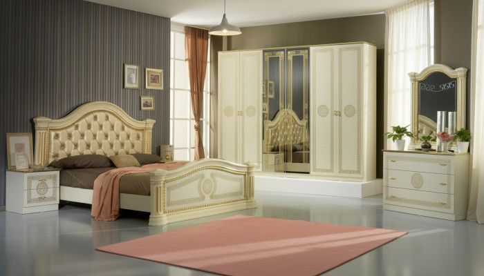 Camera da letto Letto Chesterfield Letti matrimoniali Imbottiti Chesterfield Barocco Rococò