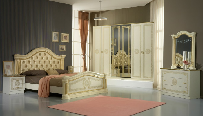 Design camera da letto 3 pezzi. Letto 2 comodini Set di mobili classici di lusso