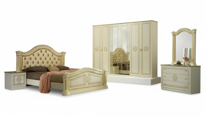 Design camera da letto 3 pezzi. Letto 2 comodini Set di mobili classici di lusso