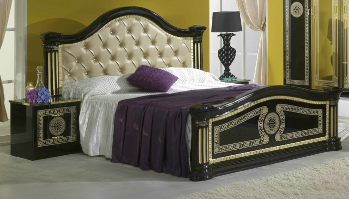 Camera da letto, set da 3 pezzi. Letto 2x comodini Consolle Letti Chesterfield Imbottiti