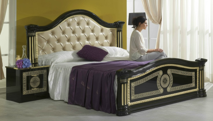 Letto Chesterfield in pelle letto imbottito letto matrimoniale camera da letto letti 180x200cm