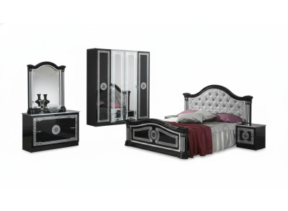 Camera da letto nera set completo cassettiera stile letto set 6 pezzi barocco nuovo
