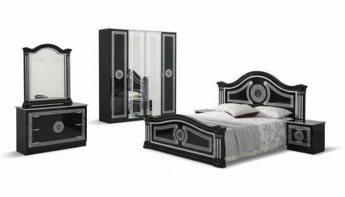 Camera da letto set completo Stile reale Letto moderno Comodino 6 pezzi. Nuovo