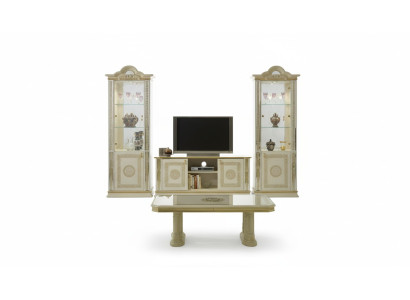 Mobile componibile classico per soggiorno, armadio, credenza, 2 vetrine, mobile basso.