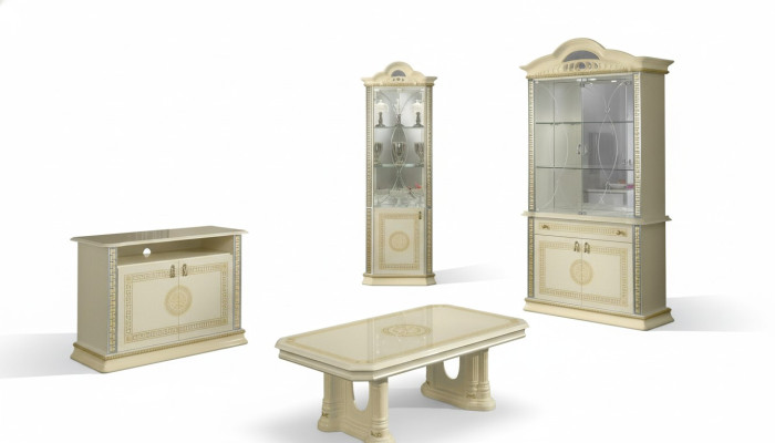 Set soggiorno 4 pezzi. Gruppo credenza vetrina 2x tavolino barocco rococò.