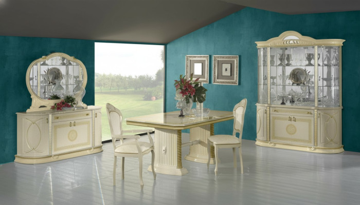 Set da pranzo Vetrina Tavolo da pranzo Set tavolo Gruppo 4 pezzi. Set completo Barocco