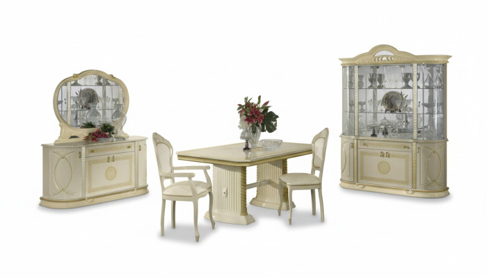 Set da pranzo Vetrina Tavolo da pranzo Set tavolo Gruppo 4 pezzi. Set completo Barocco