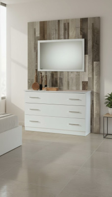 Tavolo da trucco Console Tavolo Sideboard Camera Legno Specchio + Comò Set 2 pezzi