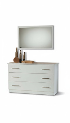 Tavolo da trucco Console Tavolo Sideboard Camera Legno Specchio + Comò Set 2 pezzi
