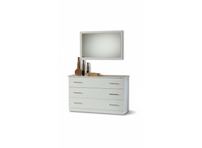 Tavolo da trucco Console Tavolo Sideboard Camera Legno Specchio + Comò Set 2 pezzi