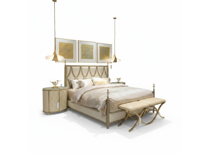 Letto classico Barocco Rococò Letti da hotel Letto imbottito Letto matrimoniale Pelle