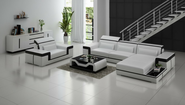 Soggiorno divano ad angolo a forma di L set poltrona Moderno divano in pelle