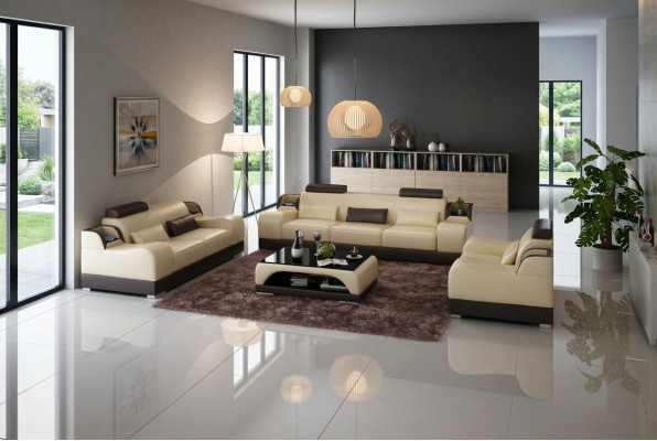 Sofà 3 posti set di divano design imbottito divani moderni
