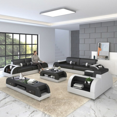 Divano design Divano Imbottito Sofà Divani Composto di Sedili in Pelle a 3 Posti