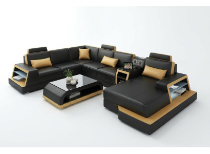 Divano ad angolo a forma di U Poltrona Poltrona Set Divano angolare in pelle Design.