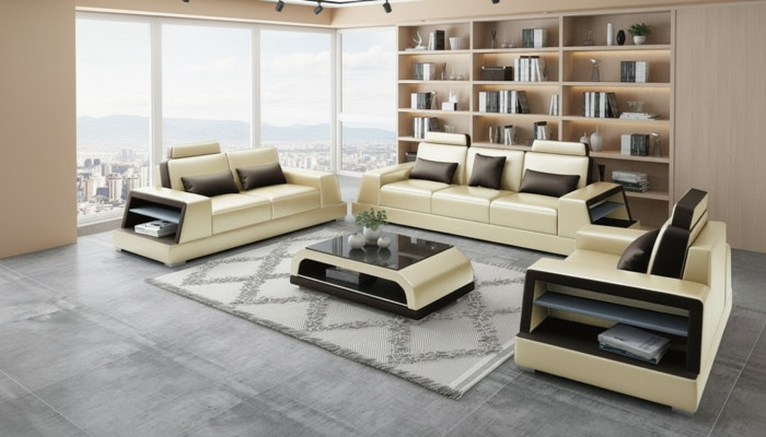 Sofà 3 posti + 1 posti Set Design Divani Divani imbottiti Relax Moderni