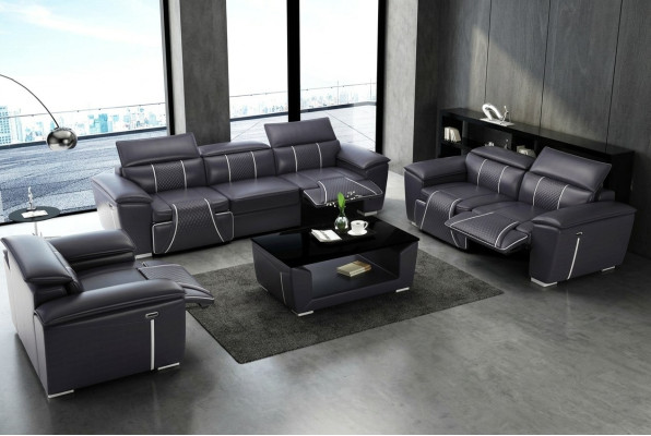 Set di divani 3 posti multifunzione 311, divani in pelle per il relax. Nuovi.