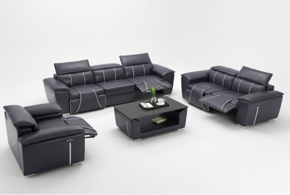Set di divani 3 posti multifunzione 311, divani in pelle per il relax. Nuovi.