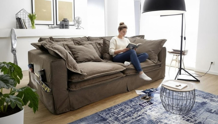 Divano 4 posti, divani in tessuto, divano di lusso di design, divani grandi, cuscino pigro