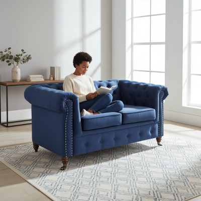 designer divano in tessuto a 2 posti Chesterfield Nuovo sofà divano imbottito
