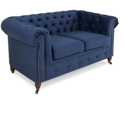 Set di divani 3+1 posti in tessuto blu classico