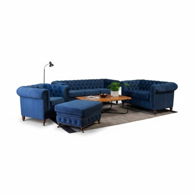 Divano design 3 posti Chesterfield, divano imbottito in tessuto a tre posti.