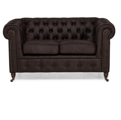Divano Chesterfield in tessuto a due posti, divano imbottito a 2 posti, divani neri nuovi