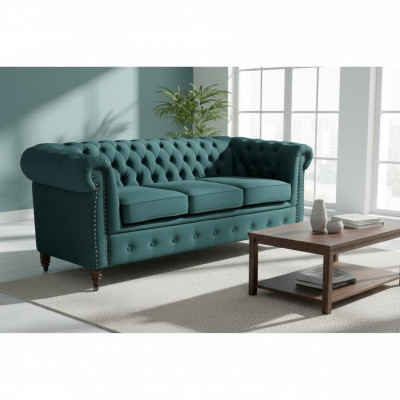 Mobili classici Chesterfield Divano a tre posti Tessuto Divano Design elegante