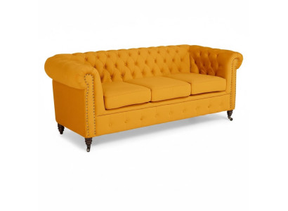 Mobili classici Chesterfield Divano a tre posti in tessuto Design elegante Arancione