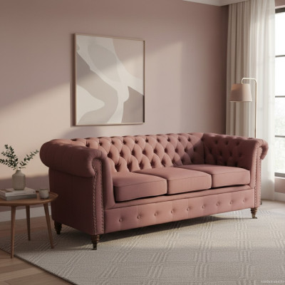 Mobili classici Chesterfield divano a 3 posti in tessuto Tessuto Divano Design di lusso Nuovo