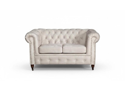Divano Chesterfield a 2 posti in tessuto tessile, design elegante.