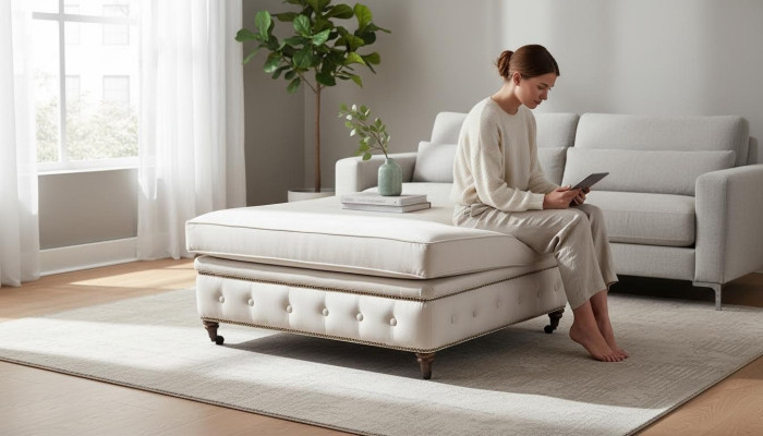 Club pouf da lounge in pelle tessuto design otomano Designer Pufa Chesterfield
