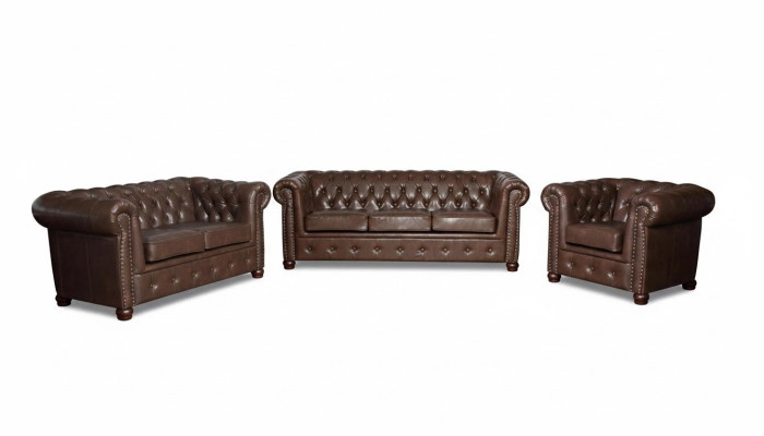 Chesterfield divano a 3 posti in pelle, divano imbottito, divano a tre posti.