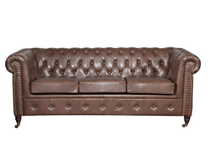 Chesterfield Set di divani divano divano imbottito 3 2 posti in pelle divani in tessuto nuovi