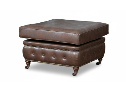 Chesterfield Poggiapiedi Club Lounge Pouf in Pelle Tessuto Ottomano Designer