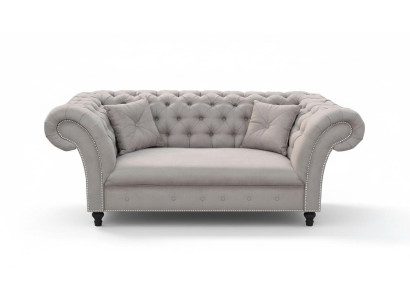 Nuovo divano Chesterfield imbottito a due posti in stoffa.