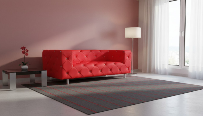 Divano design a tre posti in tessuto moderno per relax in stile club, tre posti.