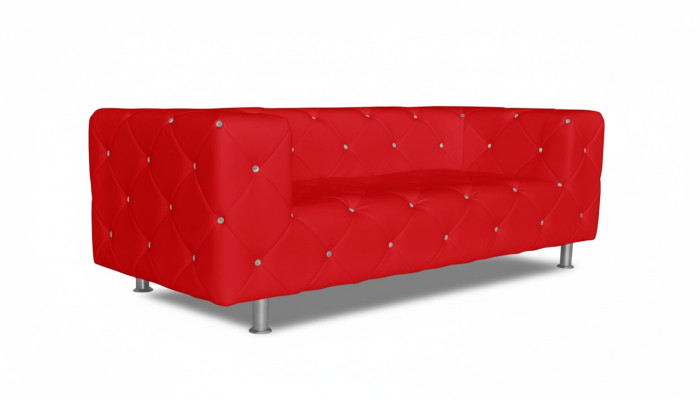 Divano design a tre posti in tessuto moderno per relax in stile club, tre posti.