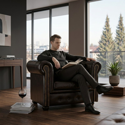 Chesterfield poltrona divano televisivo 1 posto in pelle tessuto divani imbottiti
