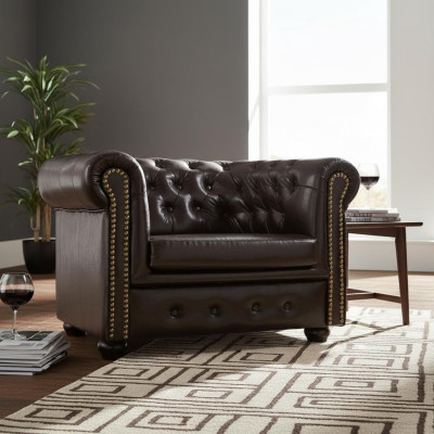 Chesterfield poltrona divano televisivo 1 posto in pelle tessuto divani imbottiti