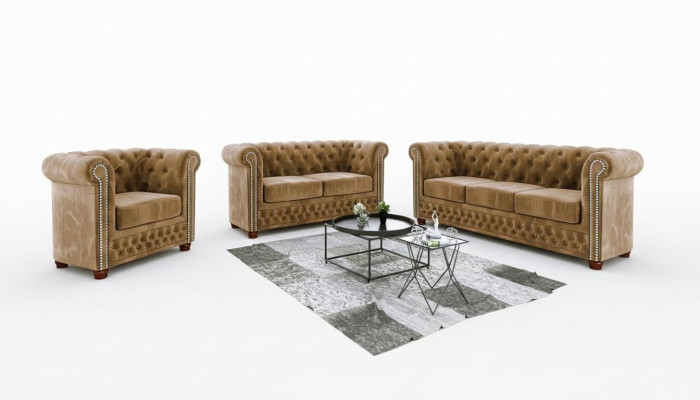 Chestgerfield Set di divani in tessuto Couch Polster Sitz 321 divani Salotti