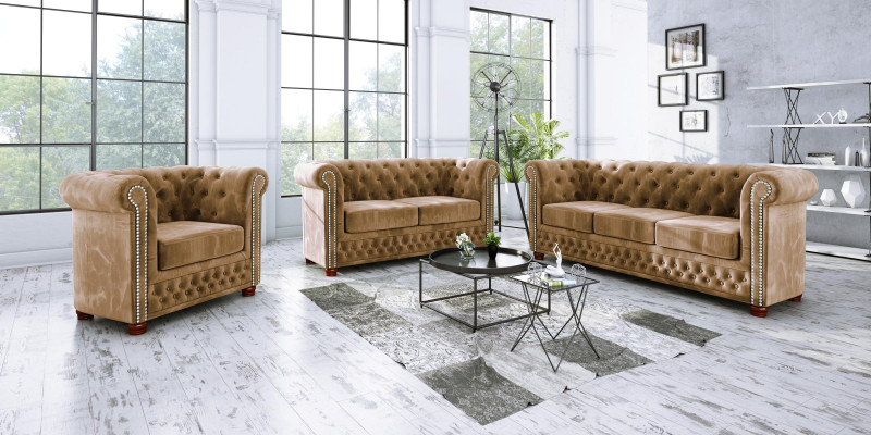 Set da divano Chesterfield 3+2 posti, divano, poltrona, set di imbottiti.