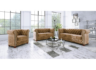 Set da divano Chesterfield 3+2 posti, divano, poltrona, set di imbottiti.