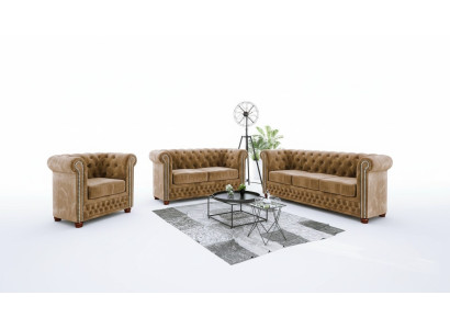 Divano design 3 posti Chesterfield in tessuto, divano imbottito, divano in tessuto nuovo.